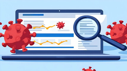 Poster - Online virus research, falling graph, global impact
