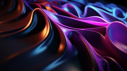 Poster - Vibrant Abstract Background with Flowing Curves in 3D, Showcasing Waves of Colorful Light and Texture for Modern Design Projects