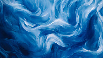 Poster - Abstract painting with blue and white colors featuring dramatic swirling patterns and floral elements
