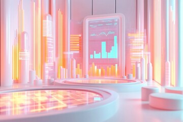 Poster - A futuristic digital space featuring glowing data visualizations, vibrant colors, and sleek design elements, ideal for technology or data analysis themes.
