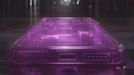 Poster - Transparent phone showcasing inner workings; dark background