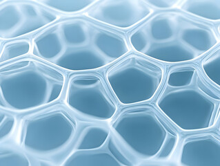 Wall Mural - Abstract 3D Blue Honeycomb Network Illustration