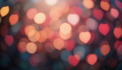 Poster - Abstract heart-shaped bokeh lights with warm color palette