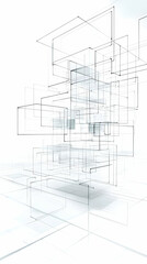 Wall Mural - Abstract 3D Wireframe Structure Background