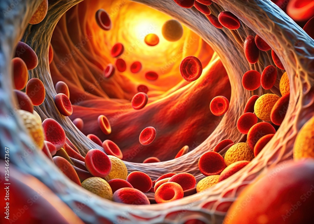 Silhouette Microscopic 3D Atherosclerosis: Red Blood Cells Flowing ...