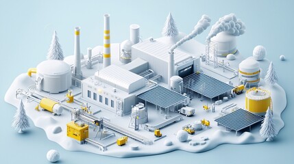 Poster - isometric 3D sci-fi solar farm on an alien planet, exotic landscapes, glowing energy fields, sleek extraterrestrial technology, futuristic atmosphere, ultra-detailed textures, copyspace