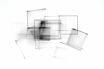 Wall Mural - Abstract Geometric Illustration - Grey Lines and Squares