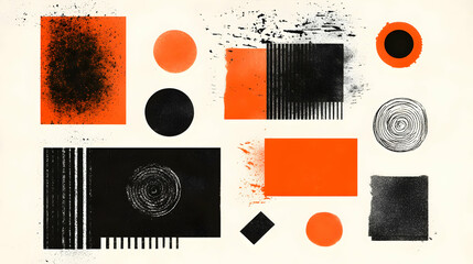 Sticker - Abstract Geometric Illustration Orange Black