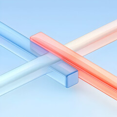 Wall Mural - Abstract 3D Render Pastel Glass Cross