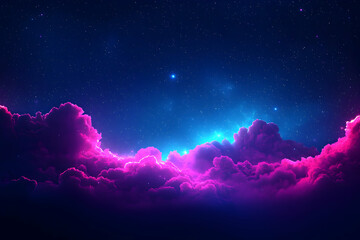 Wall Mural - Night sky, glowing clouds, cosmic landscape, fantasy art