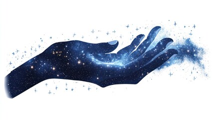 Canvas Print - Hand holding a galaxy, cosmic dust, stars.