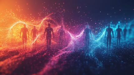 Leinwandbilder - Nighttime digital realm ethereal energy and dynamic transformation of abstract figures