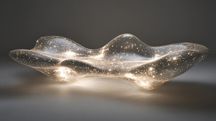 Poster - Glass sculpture illuminated by light with tulips in a decorative arrangement