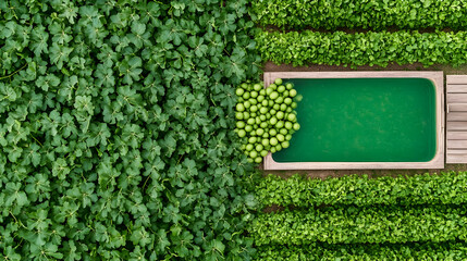 Wall Mural - Aerial View of Lush Green Plants and Produce