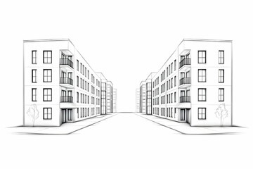 Wall Mural - Architectural Sketch of Apartment Buildings