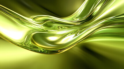 Poster - Dynamic fusion of green liquid swirl with abstract background and colorful elements
