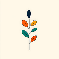 Wall Mural - Autumnal Plant Illustration Minimalist Design