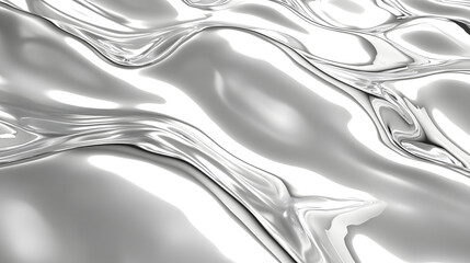 Poster - Close up of a silver metallic surface with reflections and abstract futuristic landscape elements