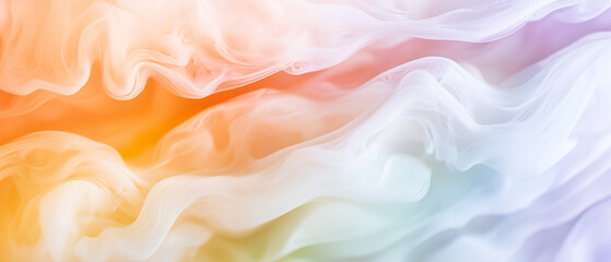 Poster - Abstract colorful smoke like waves in soft pastel hues