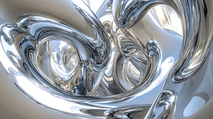 Poster - Silver abstract background with large circular shape and glowing vortex of molten material