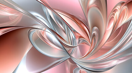 Poster - Computer generated image of a pink and silver flower with tulip elements on a seamless background