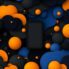 Wall Mural - Abstract 3D Background with Orange and Blue Circles