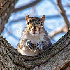 Wall Mural - Happy Squirrel Eating Nut