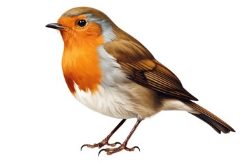 Wall Mural - Robin bird animal white background.