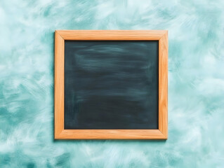 Wall Mural - Empty Chalkboard Mockup on Teal Background Illustration