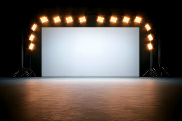 Wall Mural - Empty Stage 3D Render Bright Lights Background