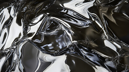 Poster - Close up of a textured metal surface with liquid reflections and a subtle color gradient in the background