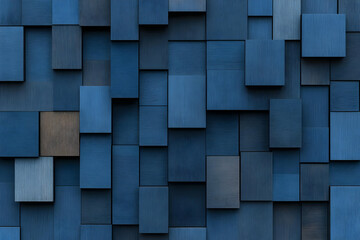 Wall Mural - Abstract 3D Blue Wooden Blocks Background