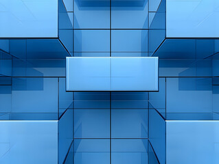 Wall Mural - Abstract 3D Blue Glass Cubes Background