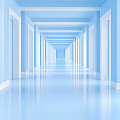 Wall Mural - Serene Blue Hallway 3D Render