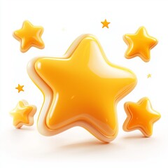 Wall Mural - Colorful Yellow Stars in Various Sizes, Shimmering and Glossy, Ideal for Celebrations and Bright Themes