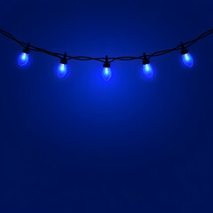 Sticker - Blue Glowing String Lights Illustration