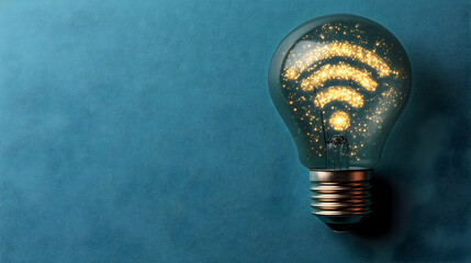Poster - Wifi Idea Light Bulb on Blue
