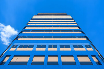 Wall Mural - Modern Building Illustration, Blue and Beige Facade