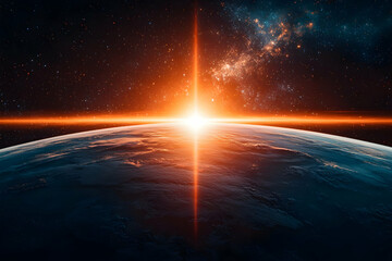 Wall Mural - Sunrise Earth Space Exploration Background