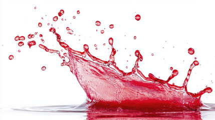 Poster - vibrant splash of red liquid creates dynamic patterns against white background, showcasing beauty of motion and color