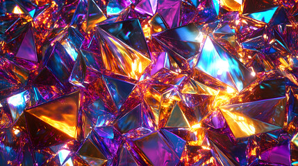 Poster - Large pile of shiny purple and blue crystals arranged with decorative elements