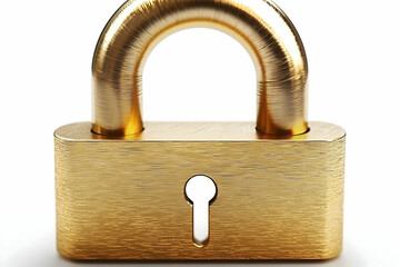 Poster - Golden padlock security; white background
