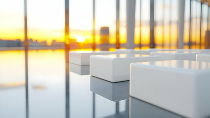 Poster - White cubes sunset office presentation