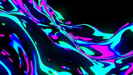 Aufkleber - Neon wave abstract background with vibrant fluid colors, futuristic digital art concept