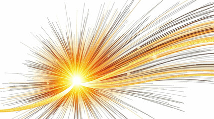 Poster - radiant outburst emanating energy with golden streamers on white backdrop