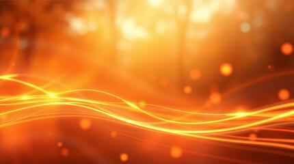 Poster - Abstract amber light trails with soft glowing bokeh background scene