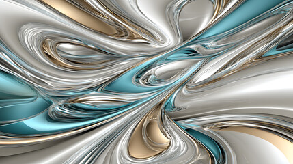 Poster - Computer generated image featuring a blue and silver swirl design with a calming and peaceful aesthetic