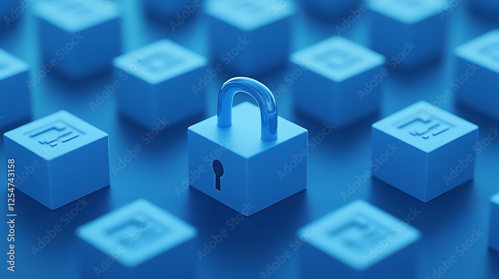 Blue Lock Symbol on Keyboard Keys Representing Security and Protection ...