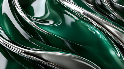 Poster - Close up of green and silver metal object with intricate design and texture in natural light