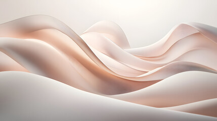 Poster - Abstract background featuring smooth lines in white and pink tones with floral elements